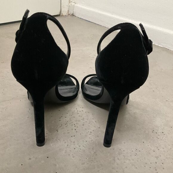 Saint Laurent Velvet Open Toe Heels - Picture 4 of 11